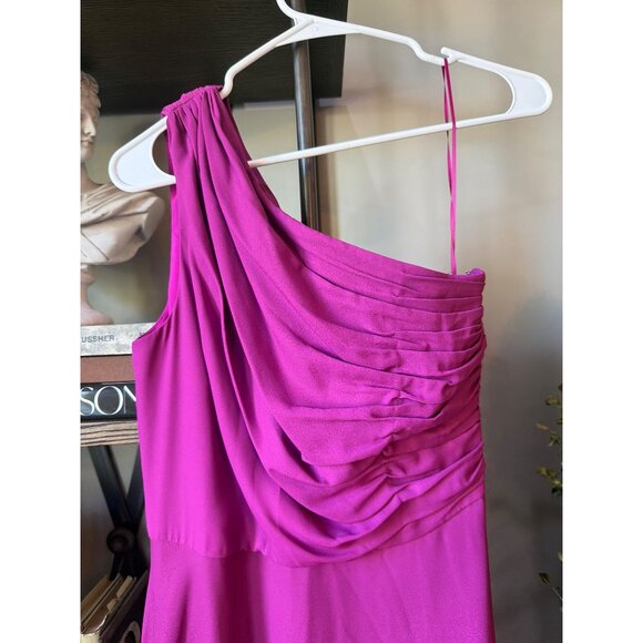 AMUR Atlas Painterly One Shoulder Floral Evening Gown Purple Womens Size 4 - Picture 9 of 11